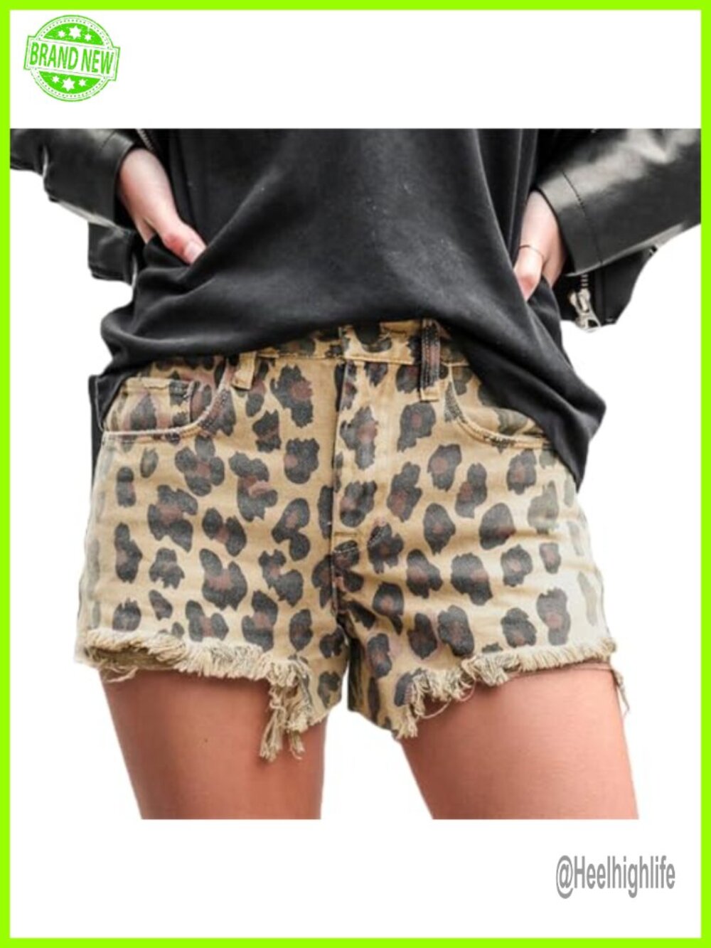High-Waisted Frayed Raw Hem Denim Cutoff Jean Shorts